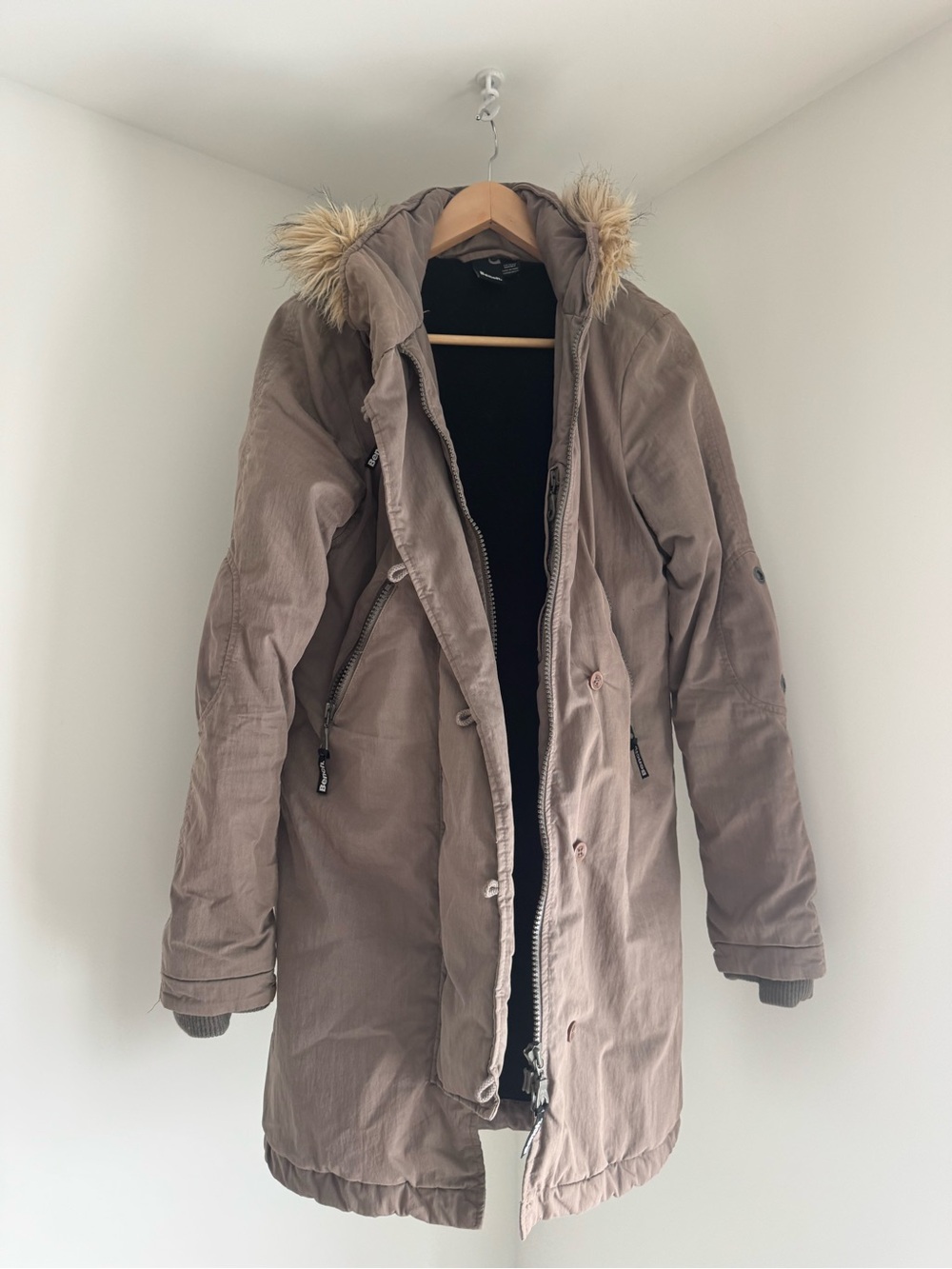 Bench Women's Taupe Ski Parka with Faux Fur Trim